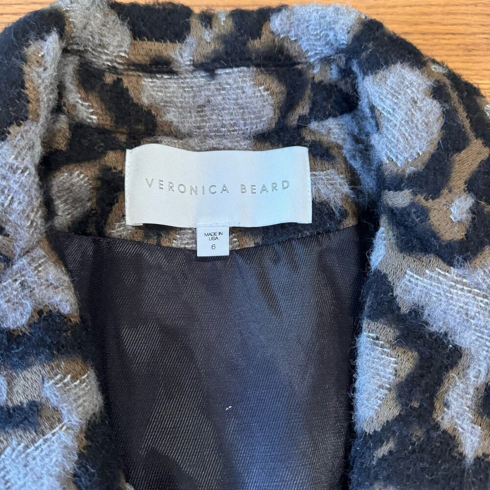 Veronica Beard Camille Leopard Print Cocoon Jacket Brown Chic Size 6 - Picture 11 of 14